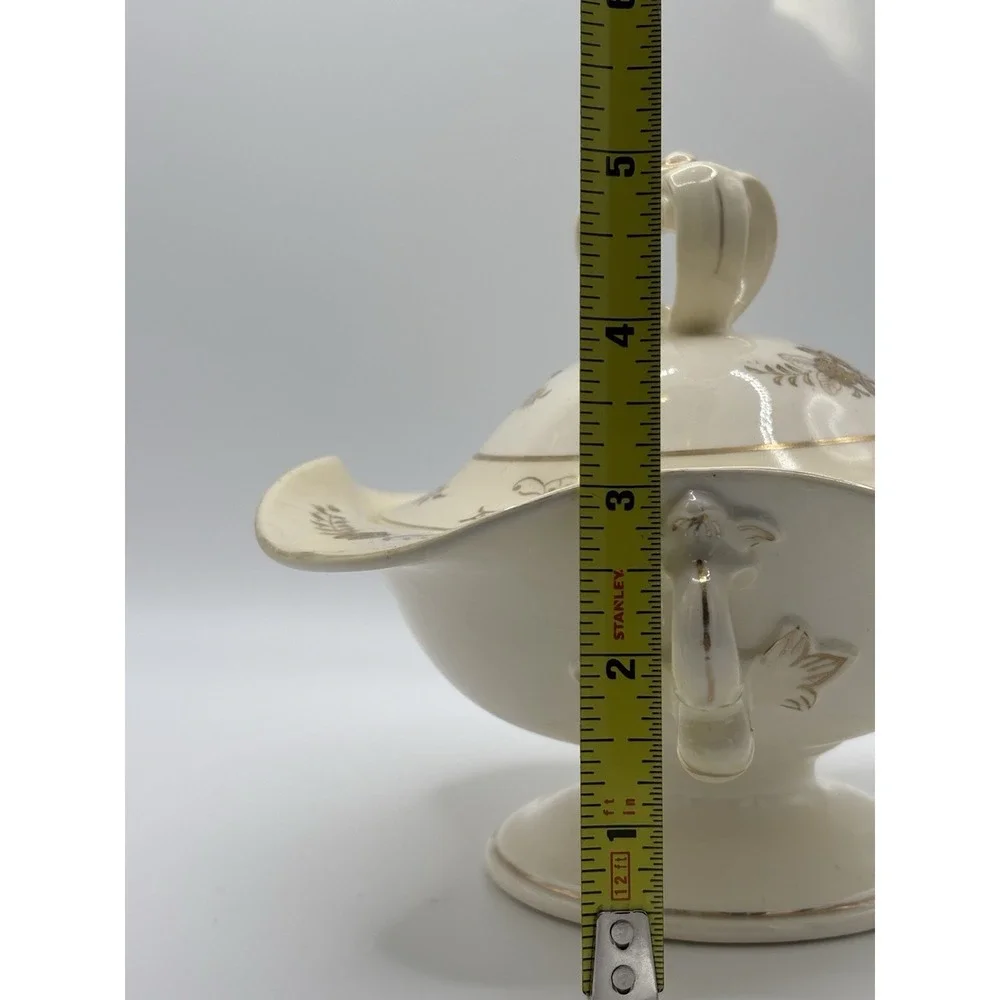 Vintage Arnart Japan Triple Condiment Server Hand-Painted Gold Floral Porcelain